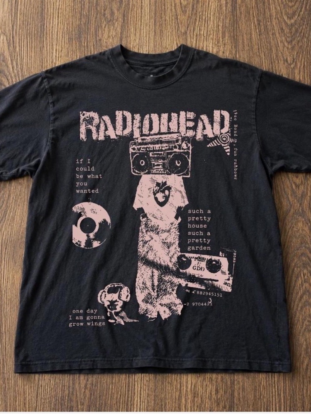 Gildan Black T-Shirt with Pink Radiohead Graphic